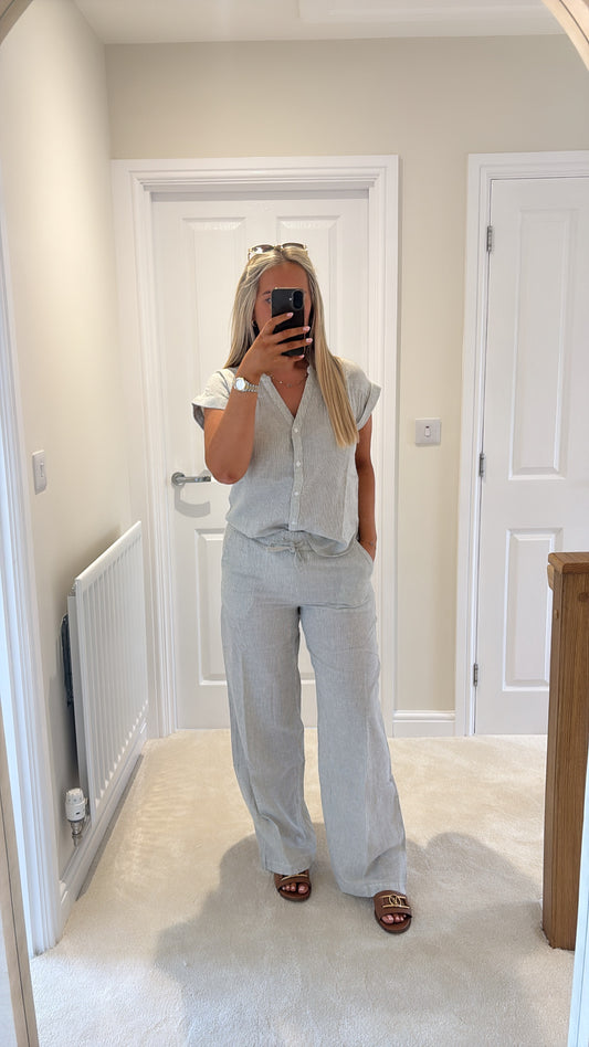 B YOUNG IZOLA PANTS in VETIVER STRIPE
