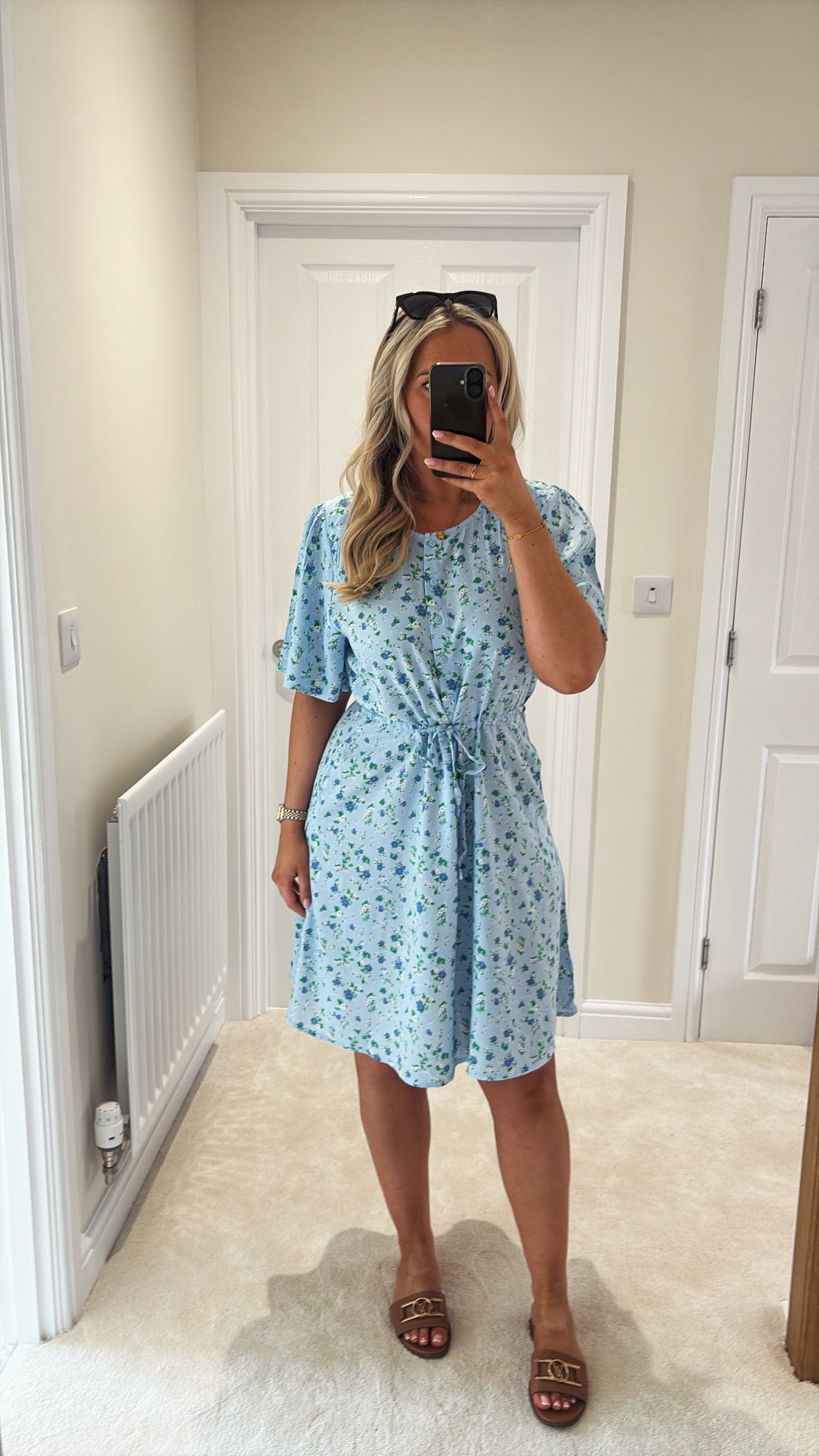 ICHI VERA DRESS 20125994 FLOATY BLUE FLOWER