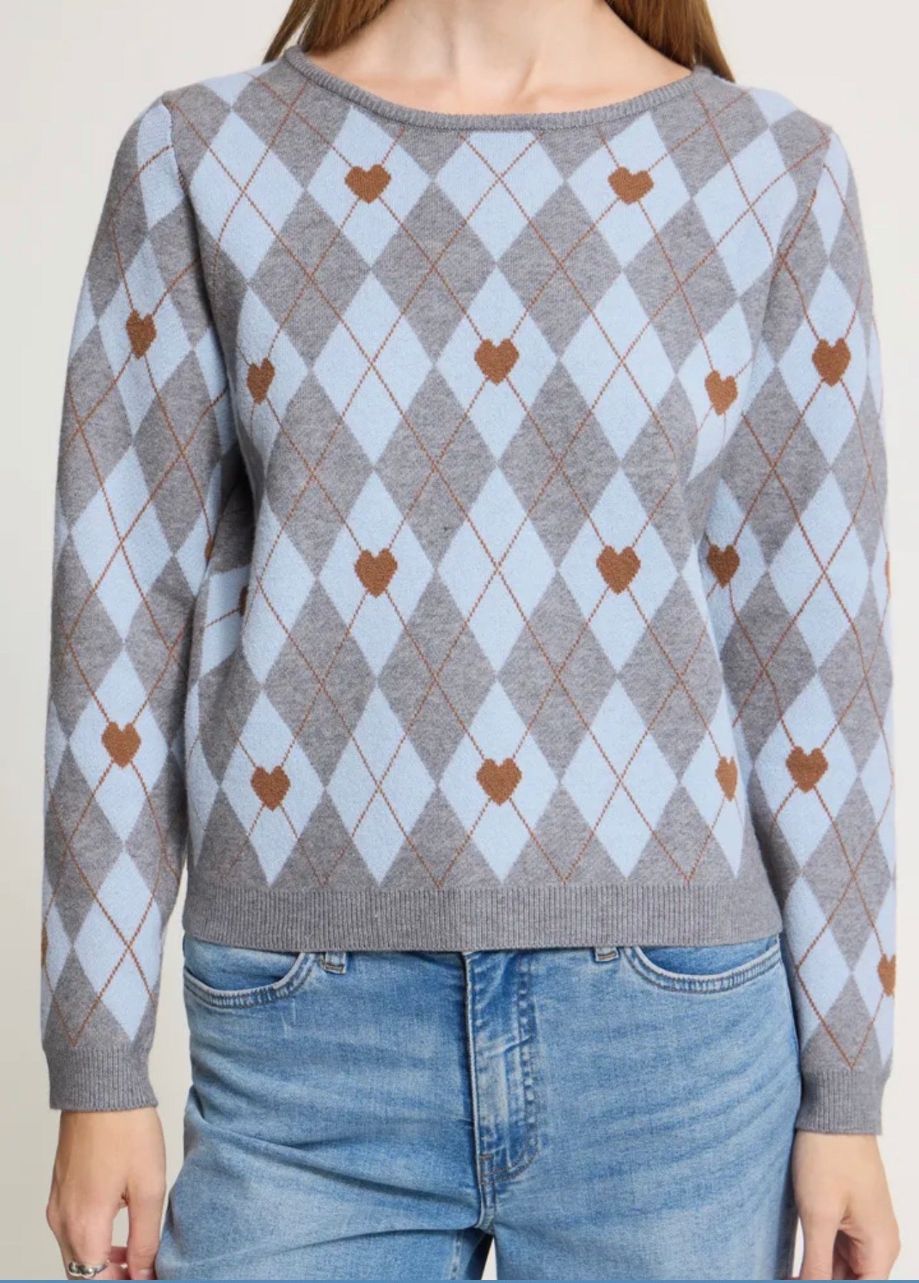 ICHI BRIELLE LS JUMPER -GREY MELANGE / HARLEKIN