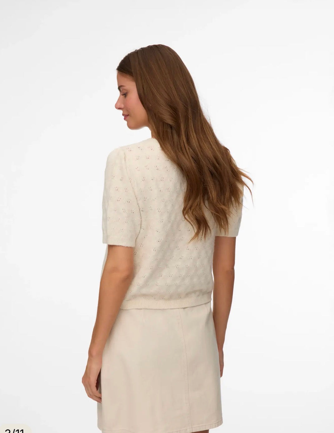 VERO MODA DOFFY STITCH 2/4 O-NECK PULLOVER BIRCH MELANGE