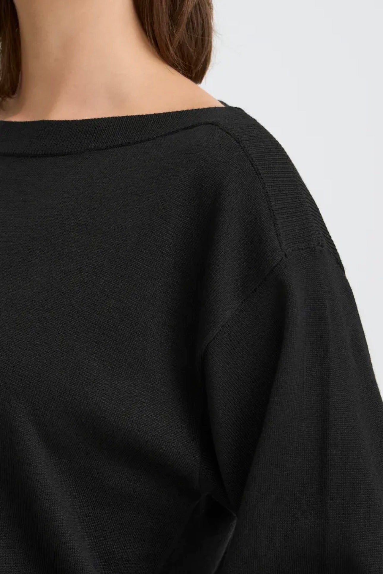 ICHI LULS BOATNECK LS PULLOVER - BLACK