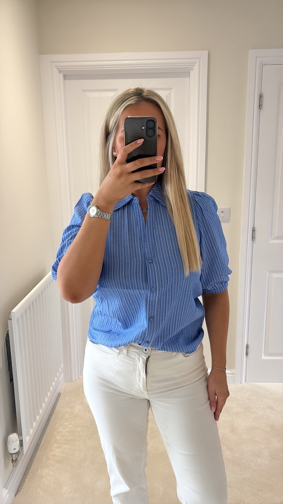 B YOUNG JAIDEN STRIPED SHIRT in NEBULAS BLUE STRIPE