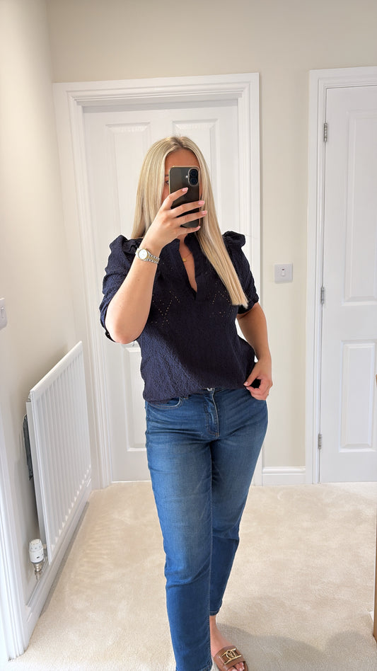 ONLY ZIGGY S/S FRILL TOP NIGHT SKY