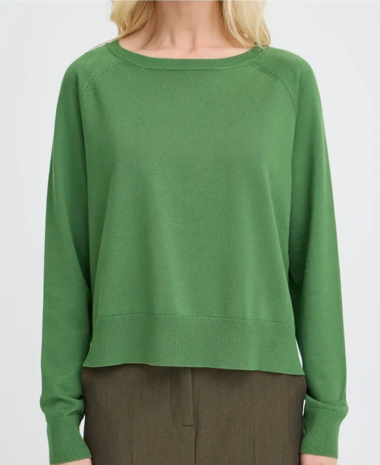 B YOUNG MMORLA O-NECK PULLOVER - ARTICHOKE GREEN