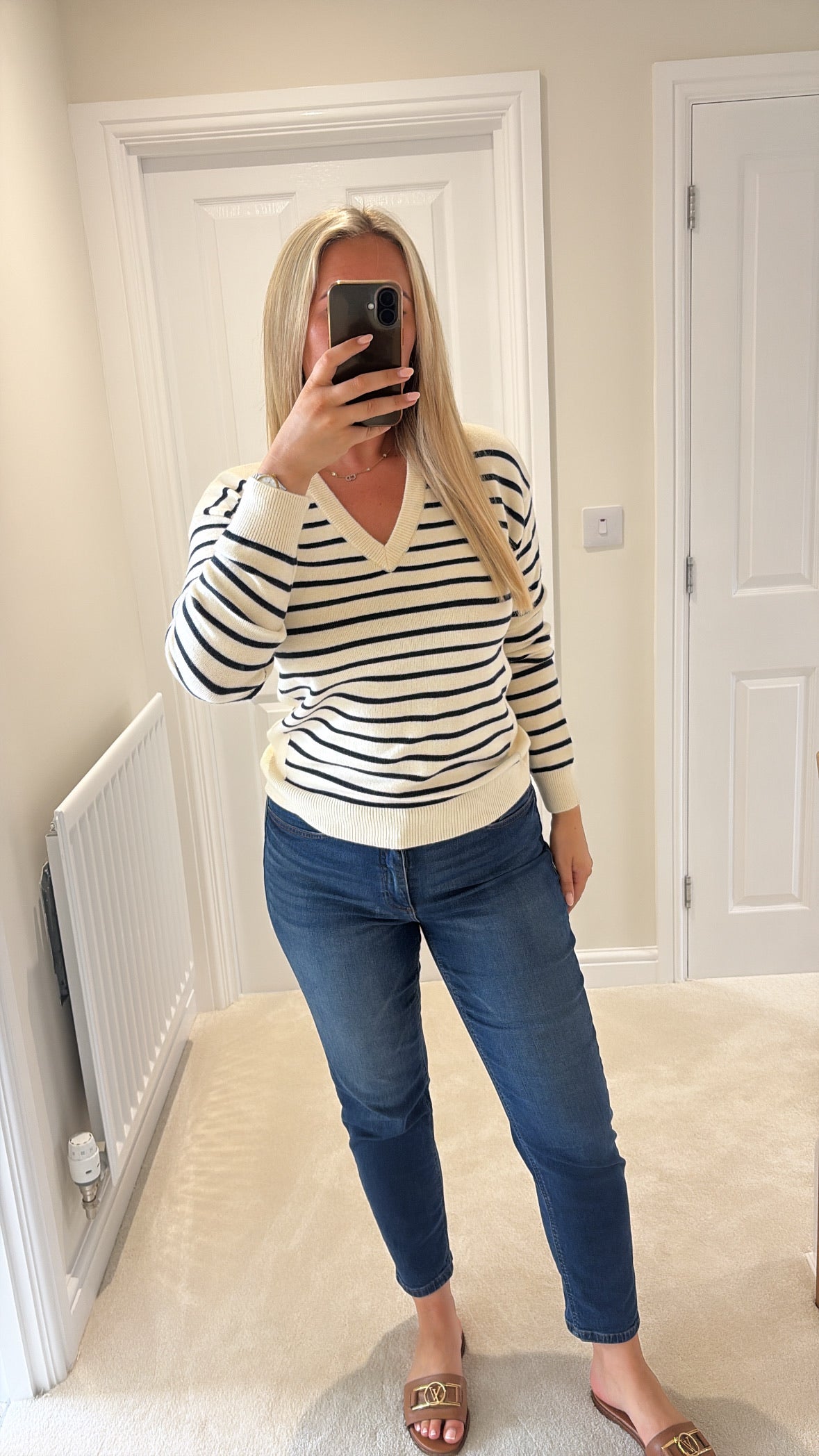PULZ STEFFI STRIPE PULLOVER - BIRCH MELANGE
