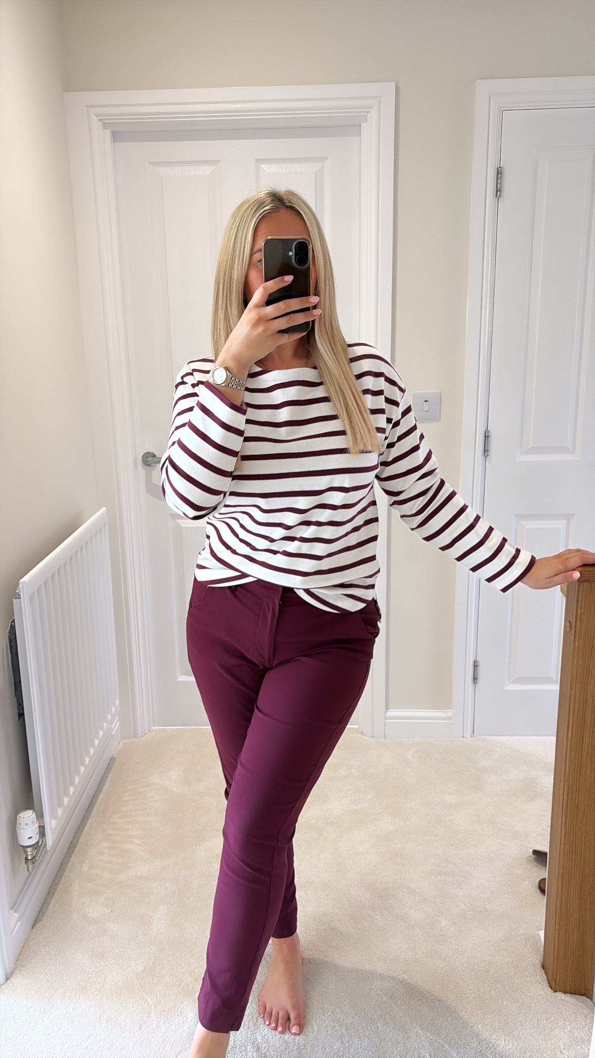 B YOUNG RAMSI PULLOVER - FIG STRIPE