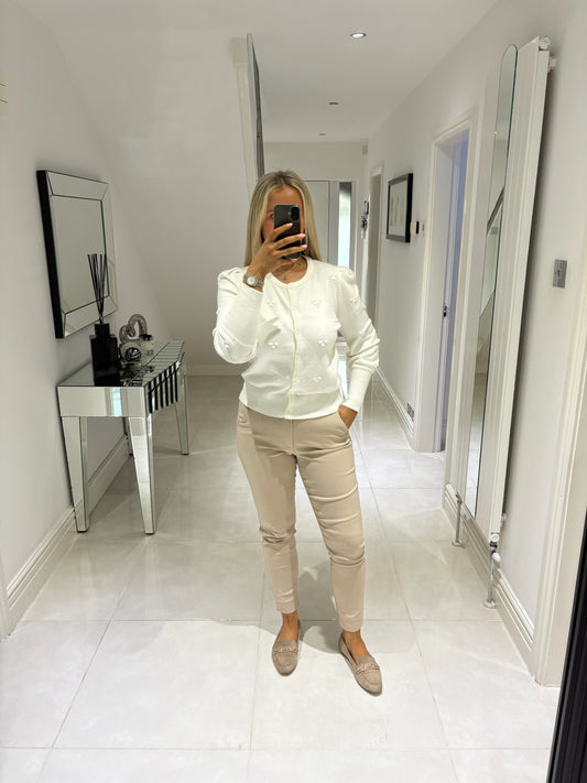 B YOUNG MANINA STRUCTURE CARDIGAN - MARSHMALLOW MELANGE