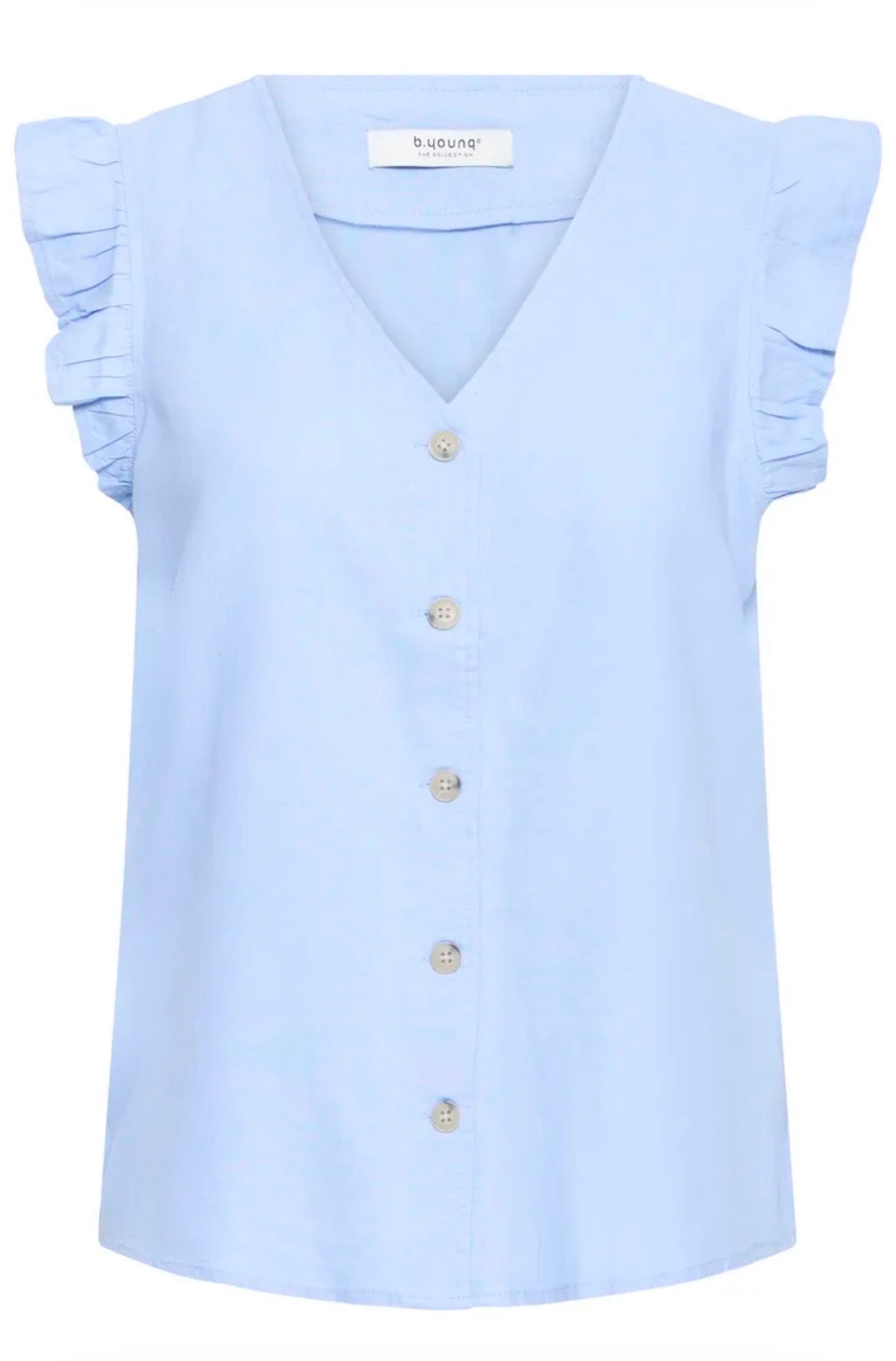 B YOUNG FALAKKA RUFFLE SHIRT 20816604 WINDSURFER BLUE