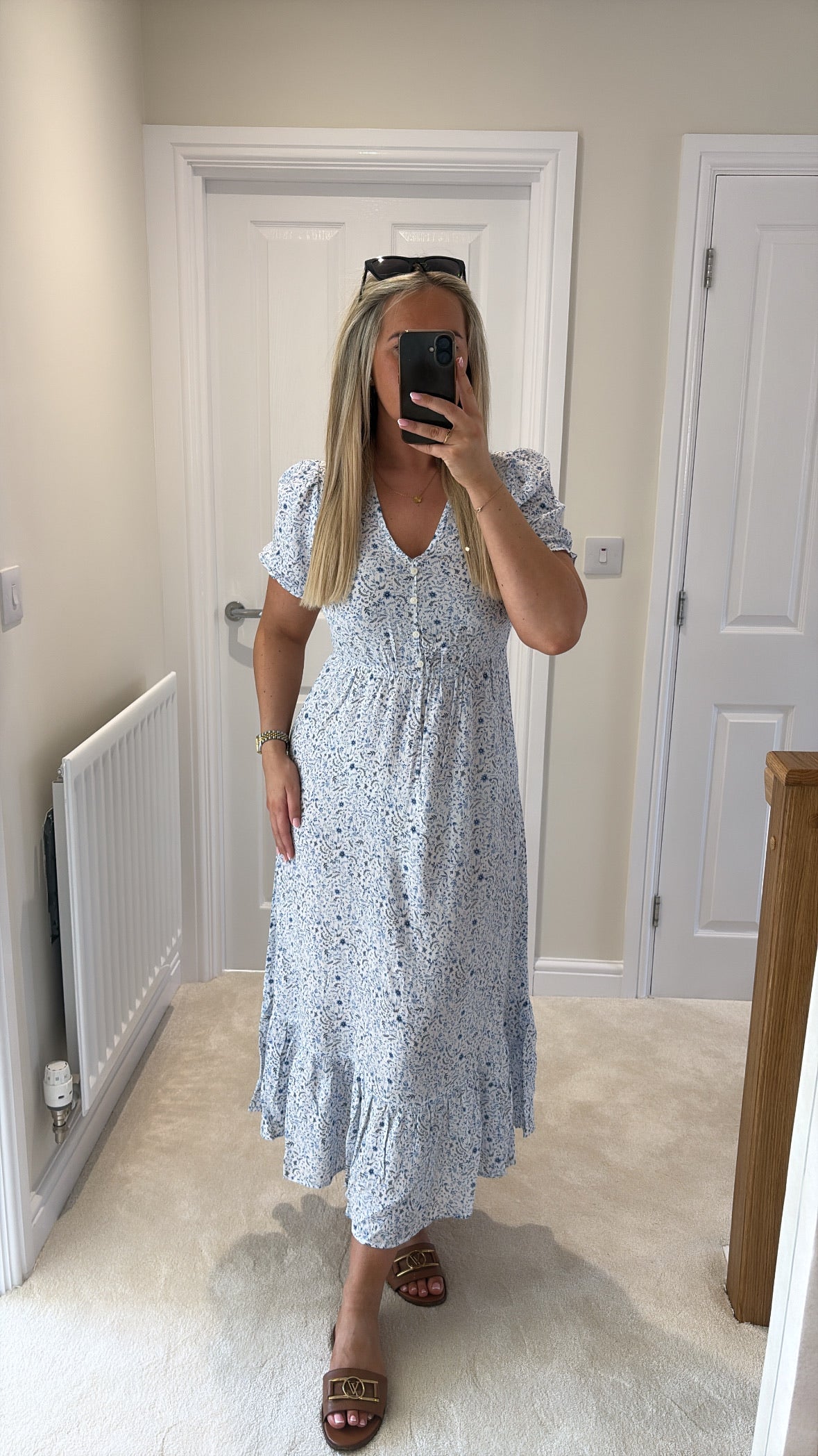 ONLY CHIANTI SS LONG DRESS 15270519 CLOUD DANCER/ VIOLA FLOWER