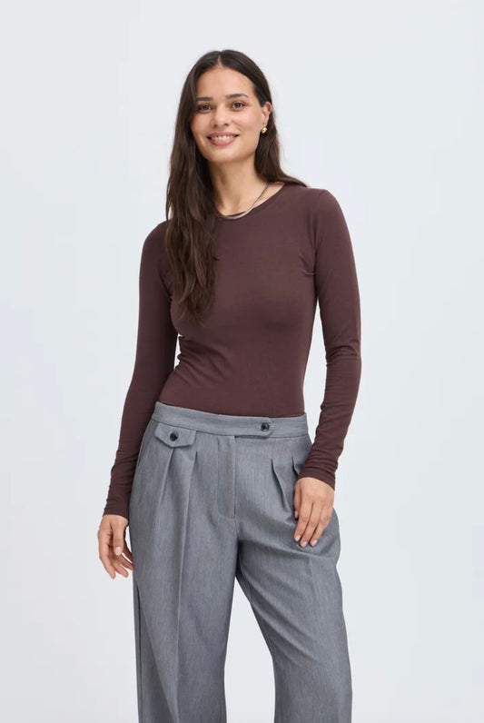 B YOUNG PAMILA LS T-SHIRT - FUDGE