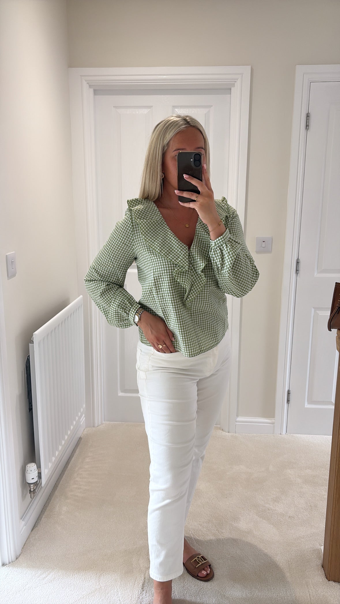 VERO MODA DAGNY LS FRILL TOP SNOW WHITE/PESTO