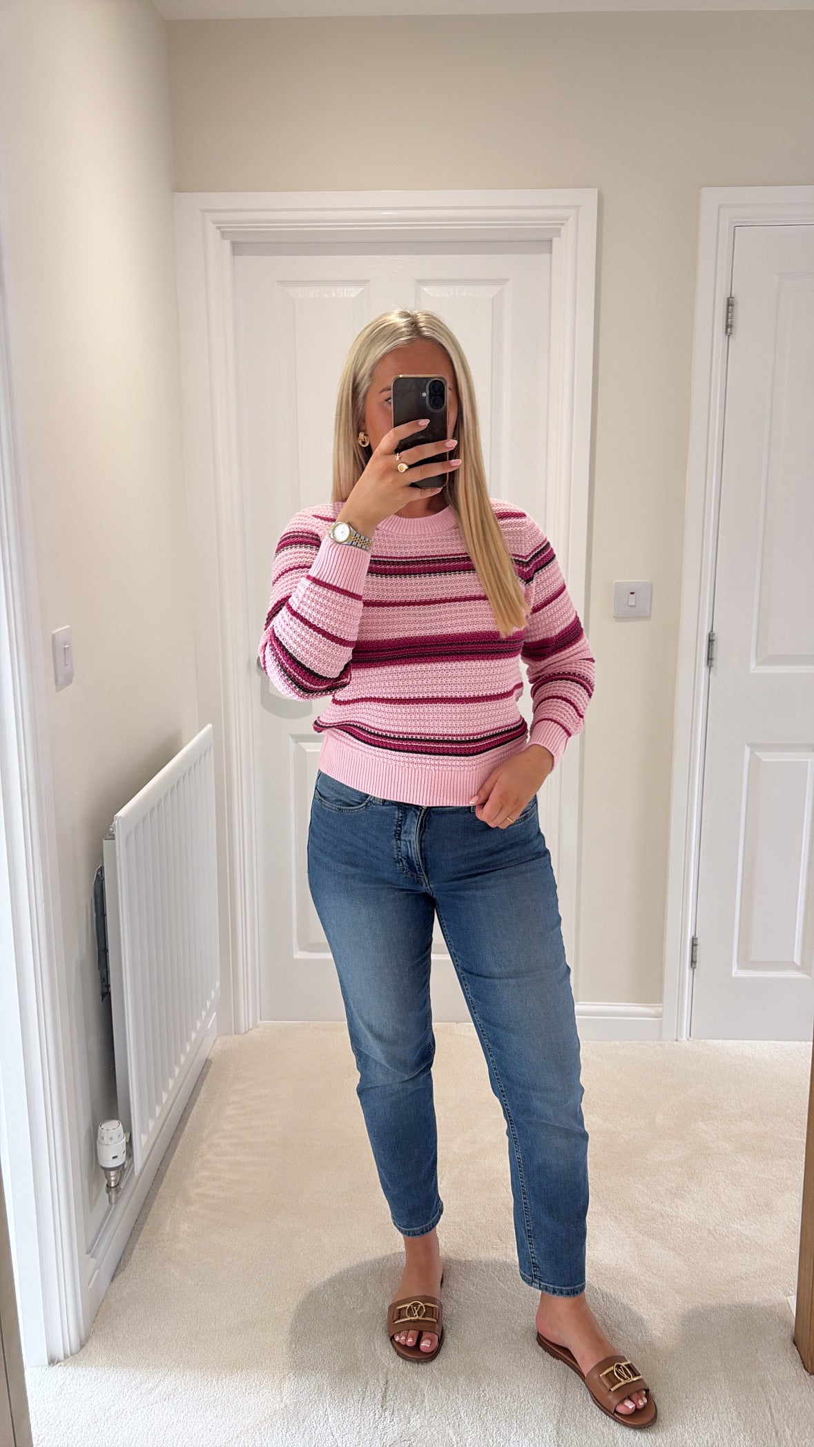 B YOUNG MAGIO STRIPE JUMPER - ORCHID PINK STRIPE