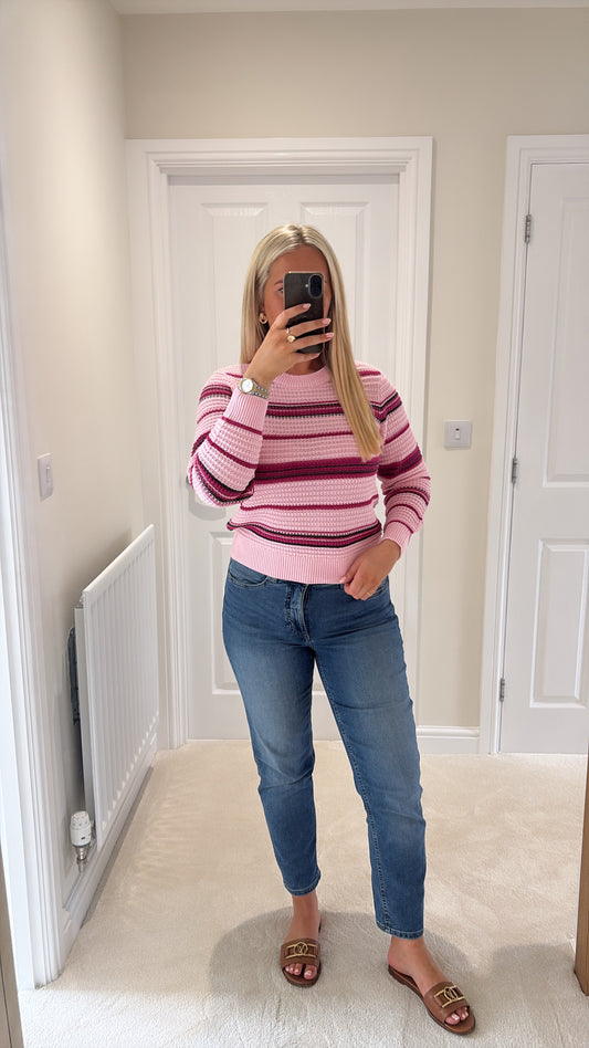 B YOUNG MAGIO STRIPE JUMPER - ORCHID PINK STRIPE