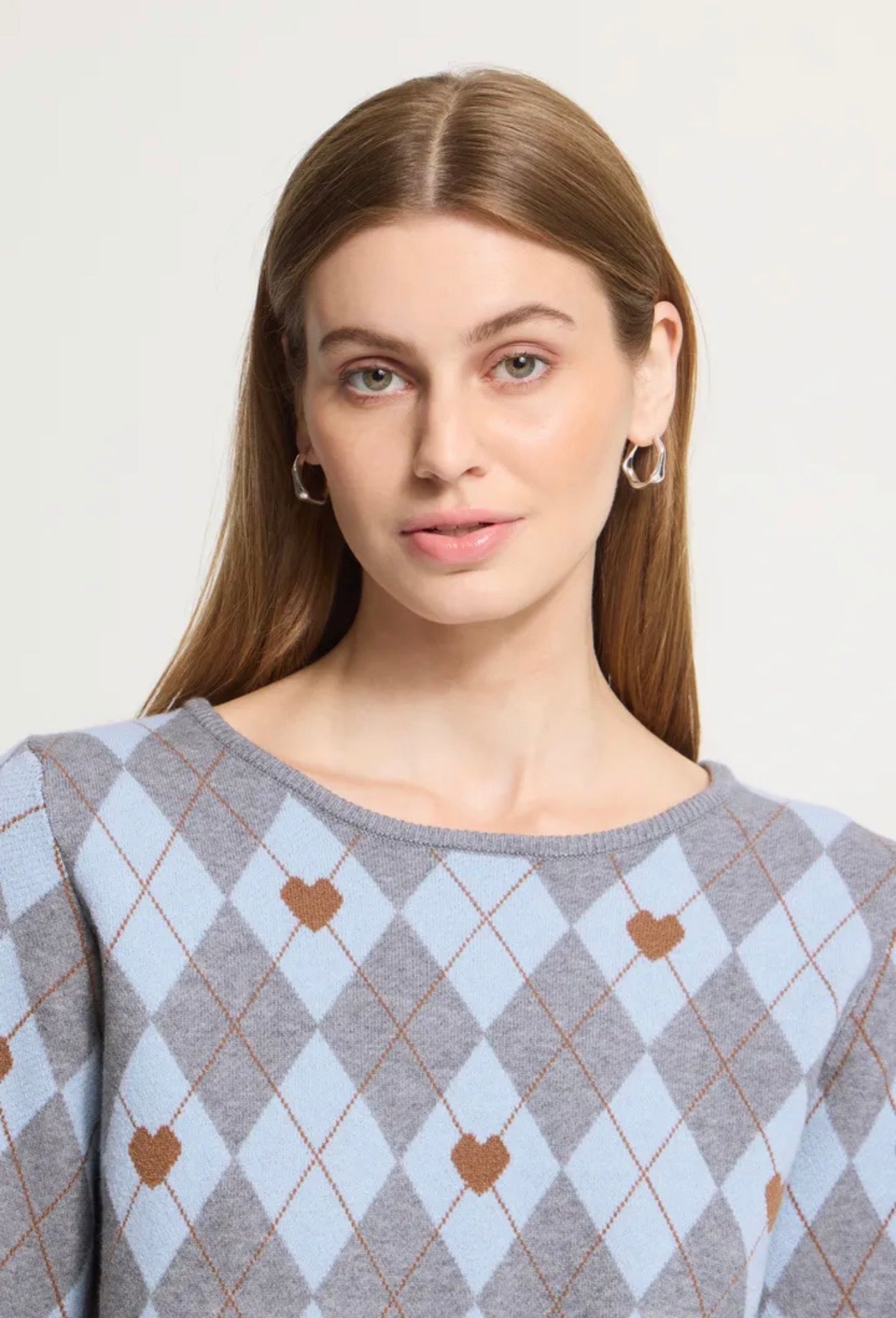 ICHI BRIELLE LS JUMPER -GREY MELANGE / HARLEKIN