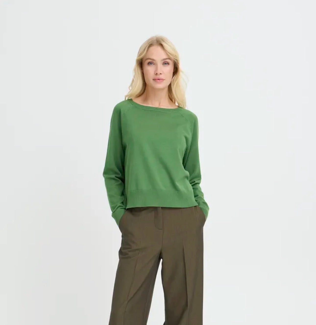 B YOUNG MMORLA O-NECK PULLOVER - ARTICHOKE GREEN