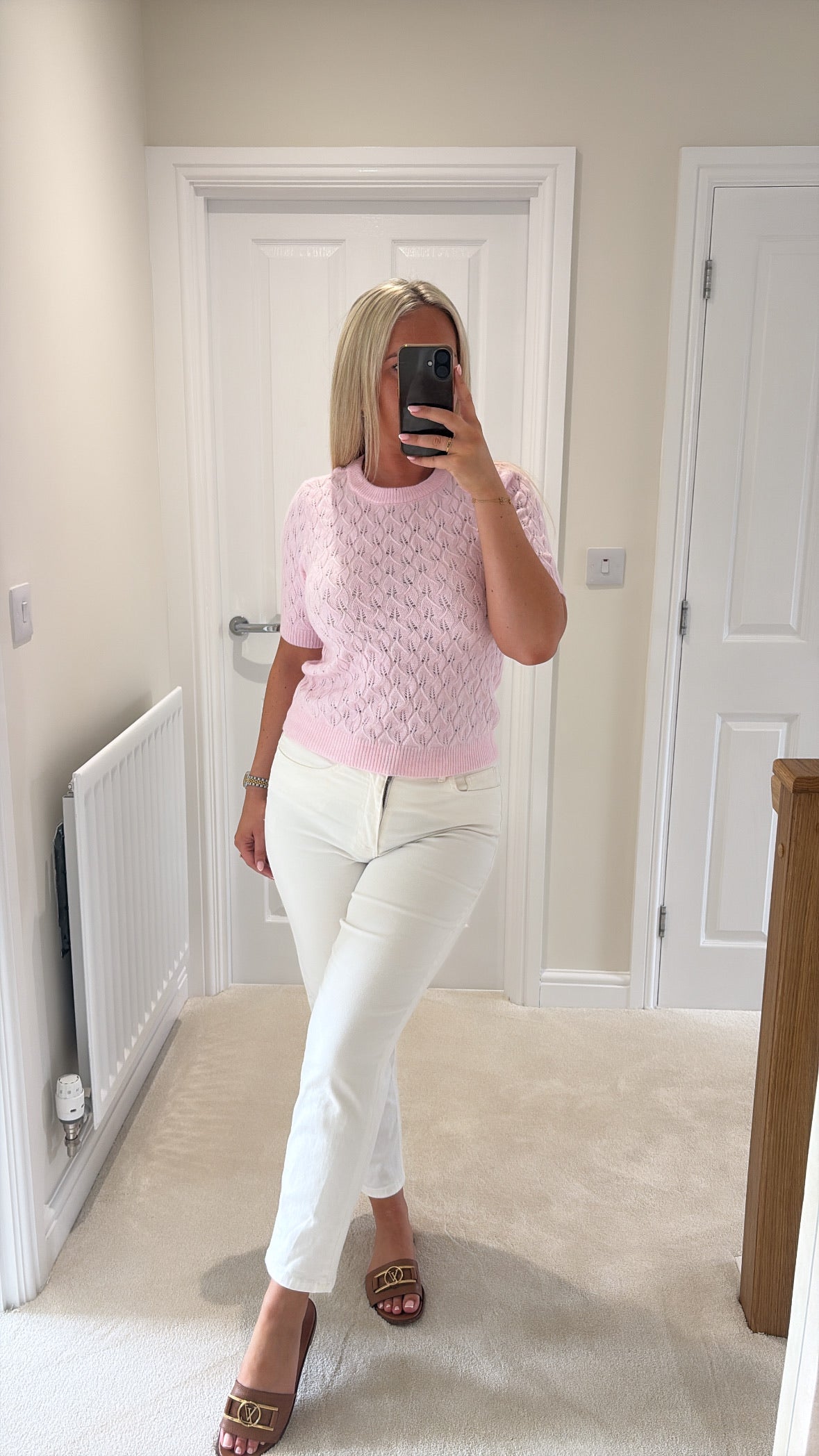 PIECES LELOU SS O-NECK KNIT ROSEATE SPOONBILL/MELANGE
