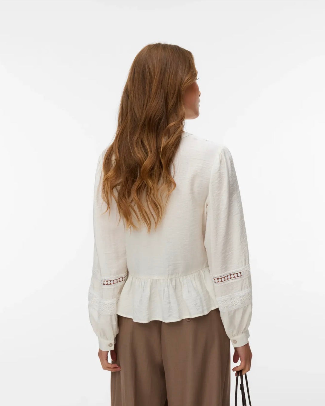 VERO MODA JULES LS TAPE TOP SNOW WHITE