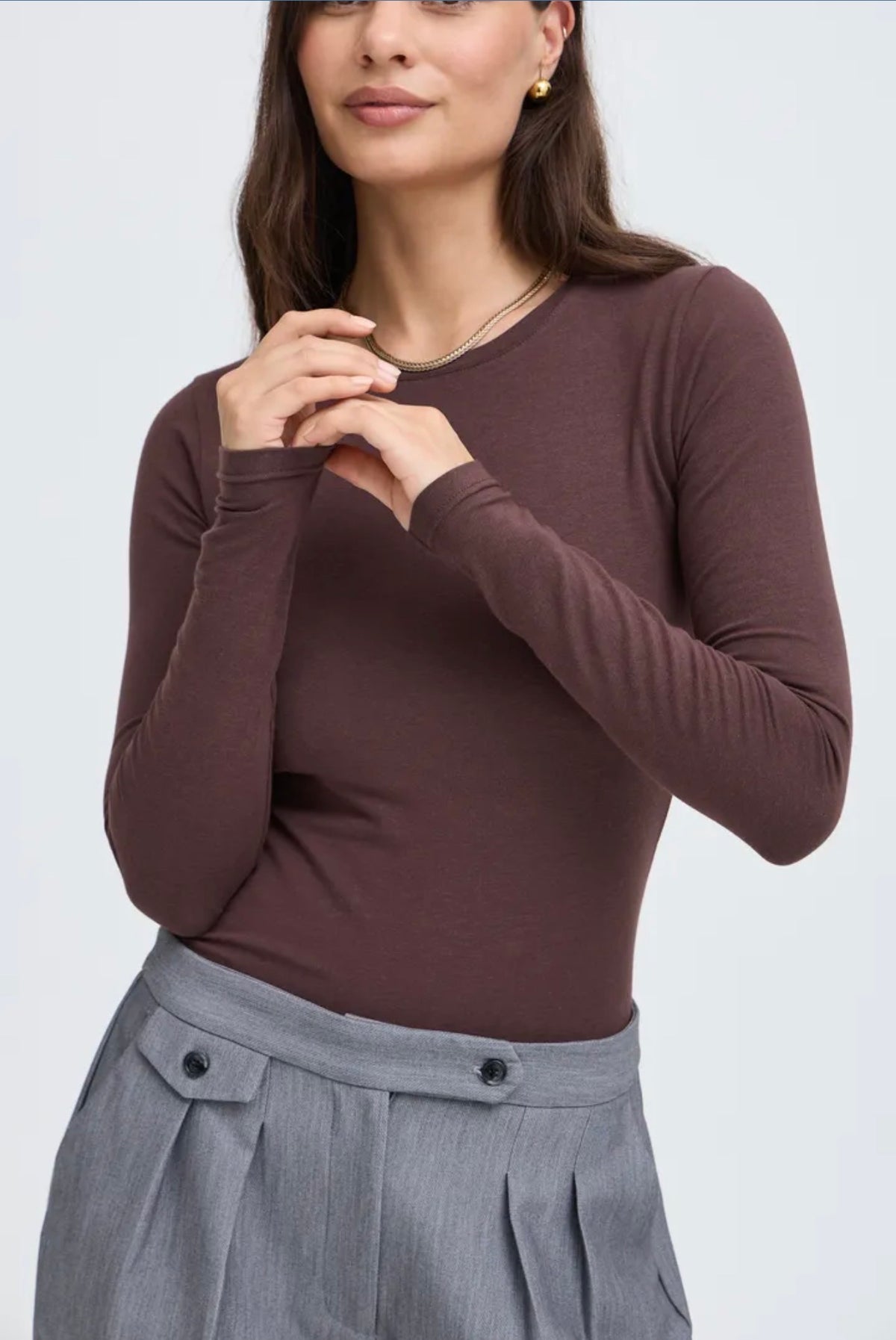 B YOUNG PAMILA LS T-SHIRT - FUDGE