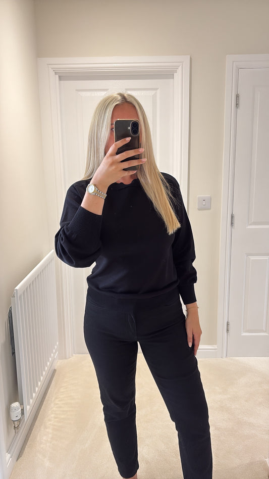 ICHI LULS BOATNECK LS PULLOVER - BLACK