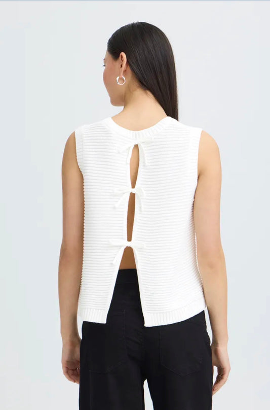 ICHI DOTTIES TIE TOP 20125352 CLOUD DANCER