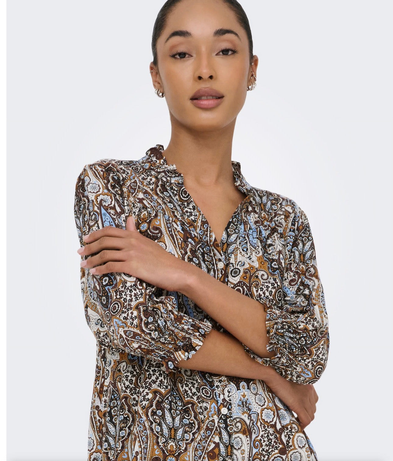 ONLY RAYA 3/4 SHIRT - CHICORY COFFEE