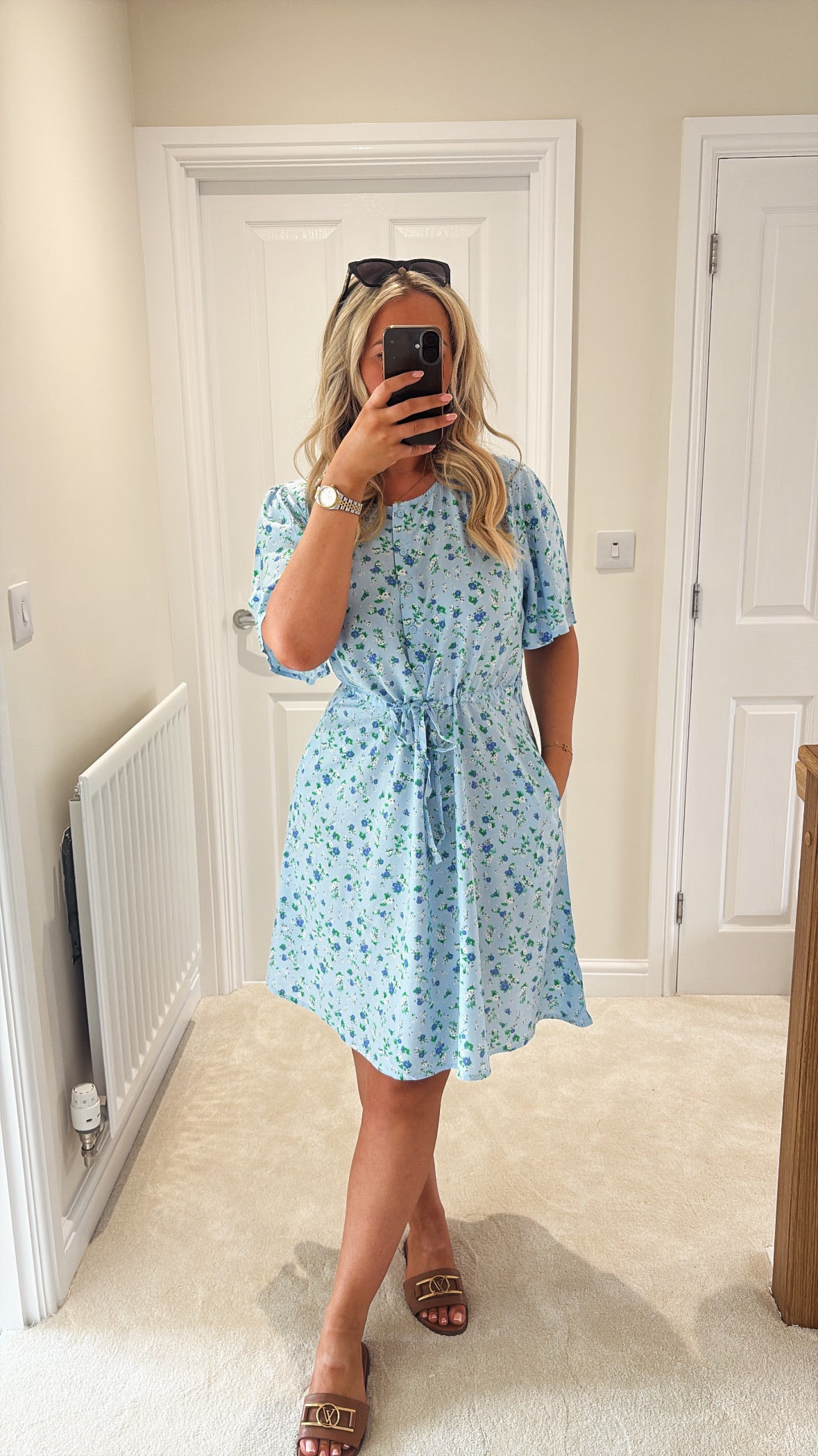 ICHI VERA DRESS 20125994 FLOATY BLUE FLOWER