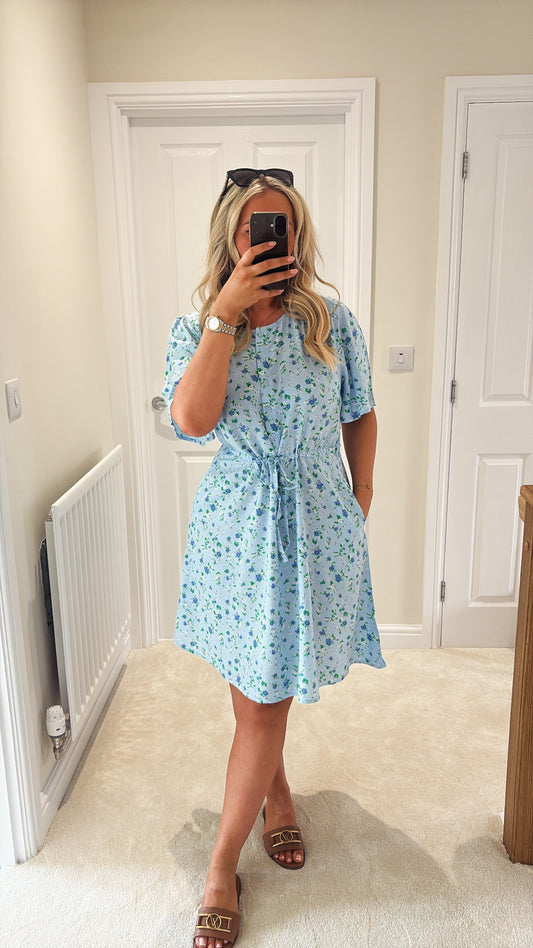 ICHI VERA DRESS 20125994 FLOATY BLUE FLOWER