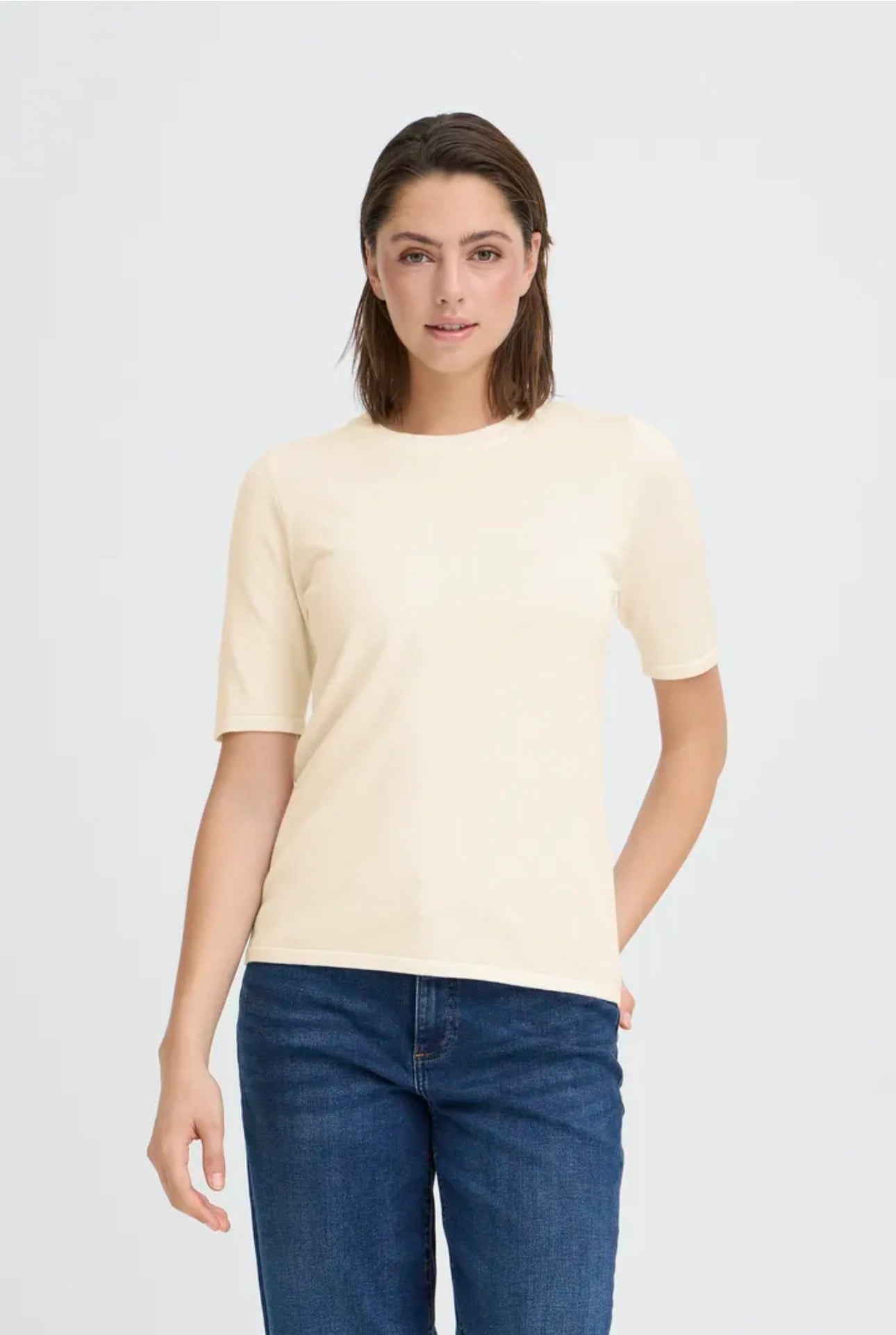 ICHI LULS O neck SS pullover - Birch