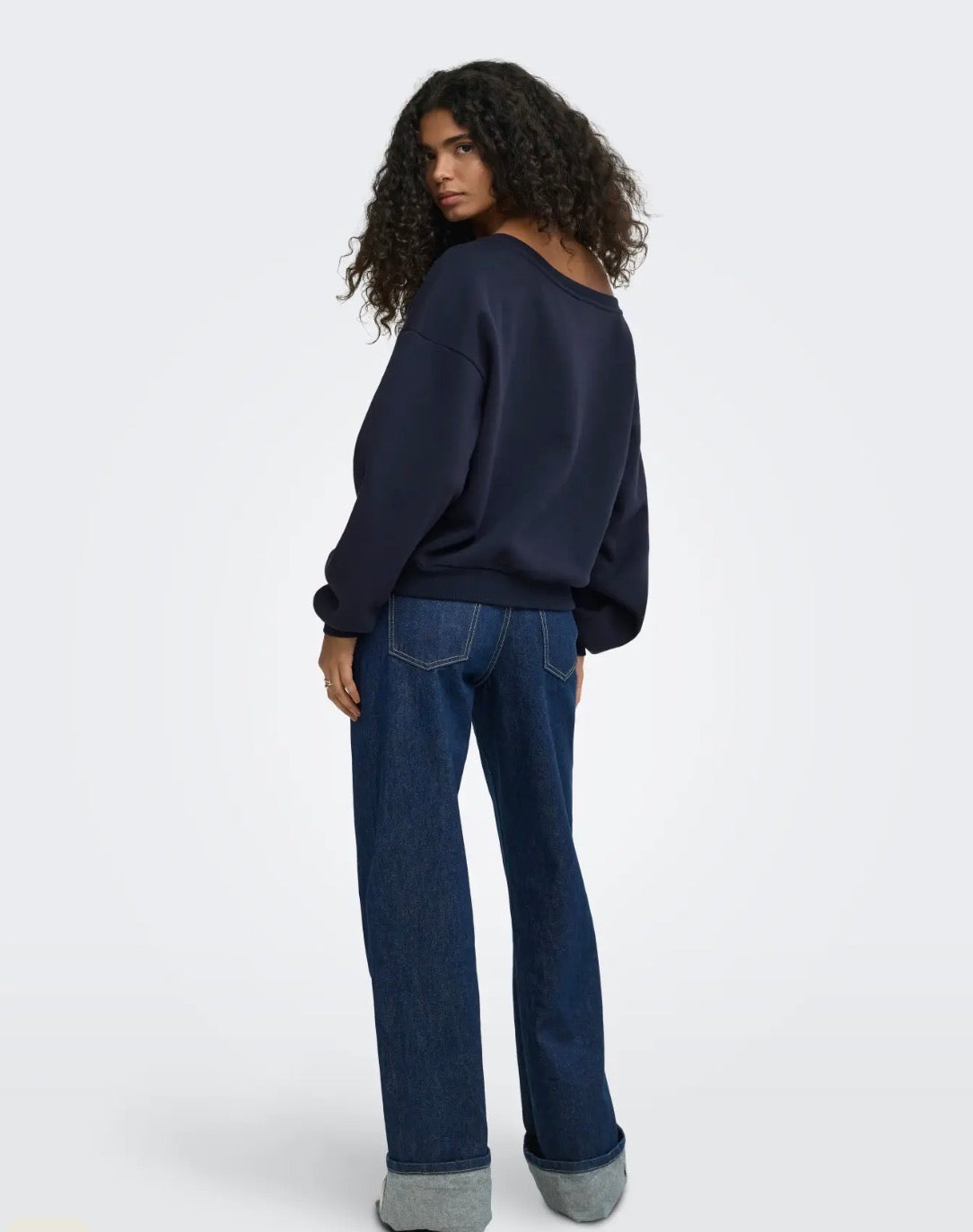 ONLY RHINA LS ONE SHOULDER SWEATSHIRT - NIGHT SKY