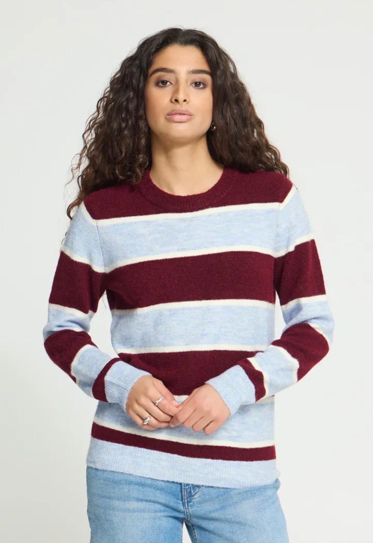 ICHI EDEEN LS JUMPER - RHODODENDRON/ WHITE/BLUE