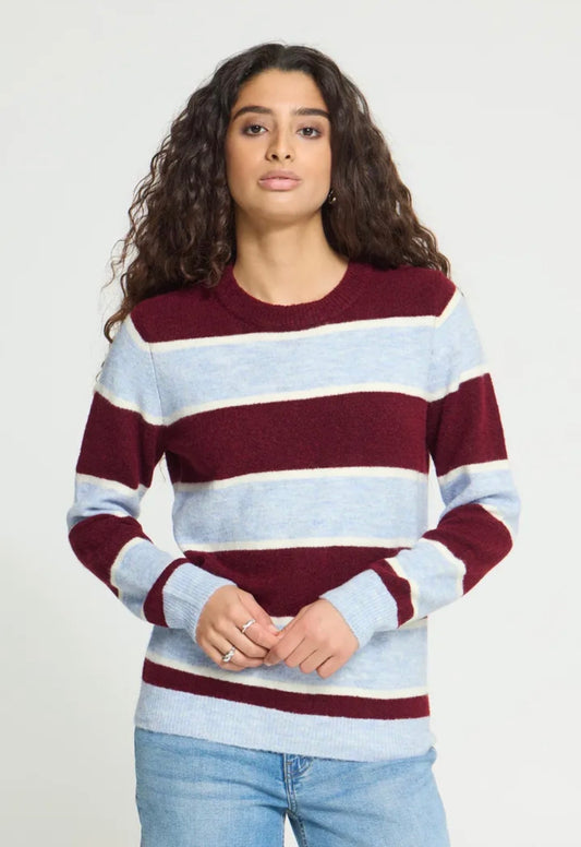 ICHI EDEEN LS JUMPER - RHODODENDRON/ WHITE/BLUE