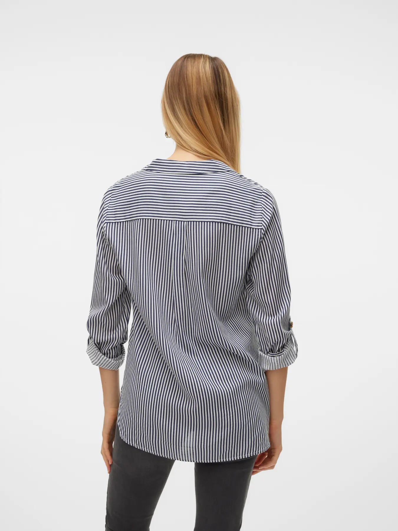 VERO MODA BUMPY LS SHIRT 10275283 SNOW WHITE/ INDIA INK
