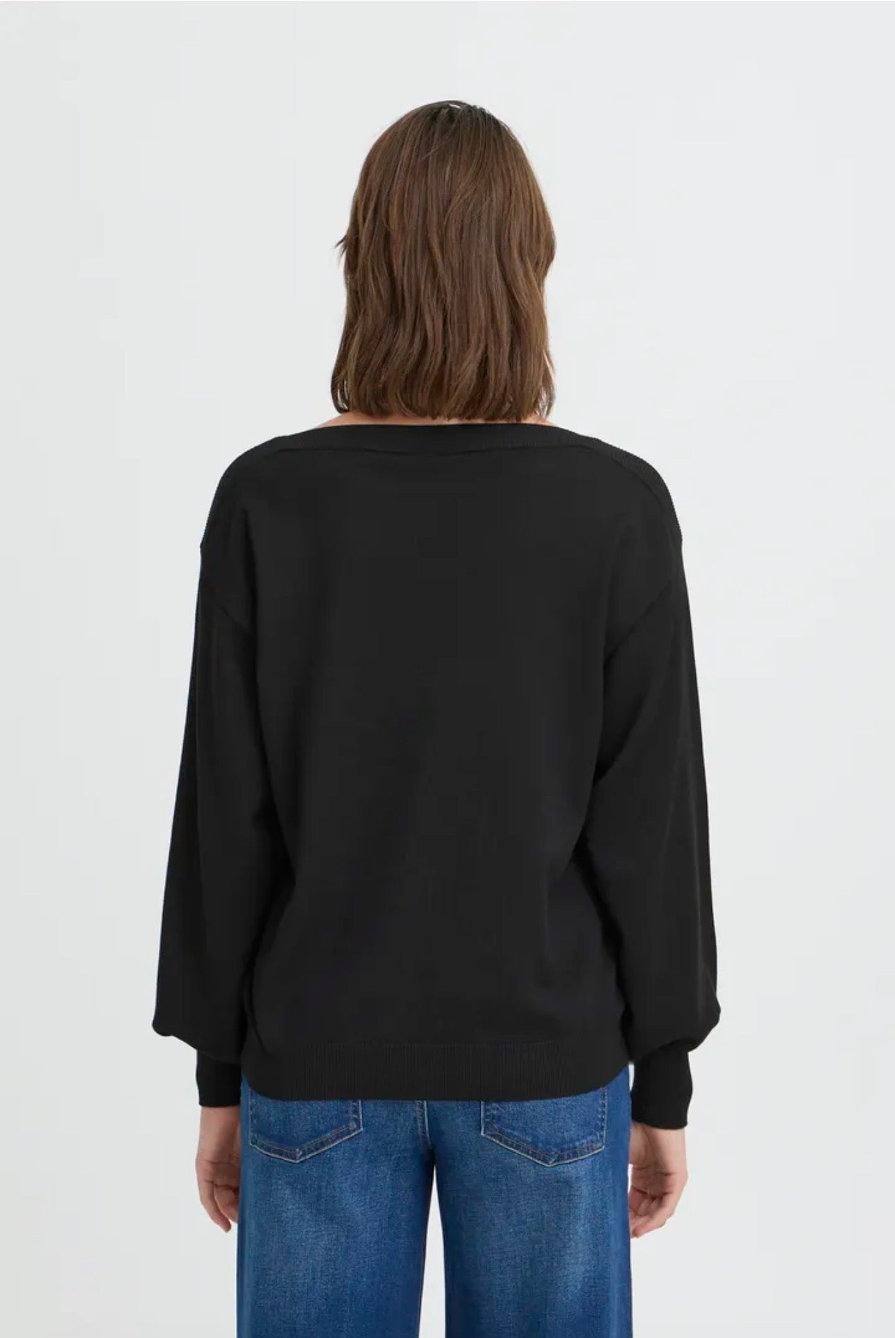 ICHI LULS BOATNECK LS PULLOVER - BLACK