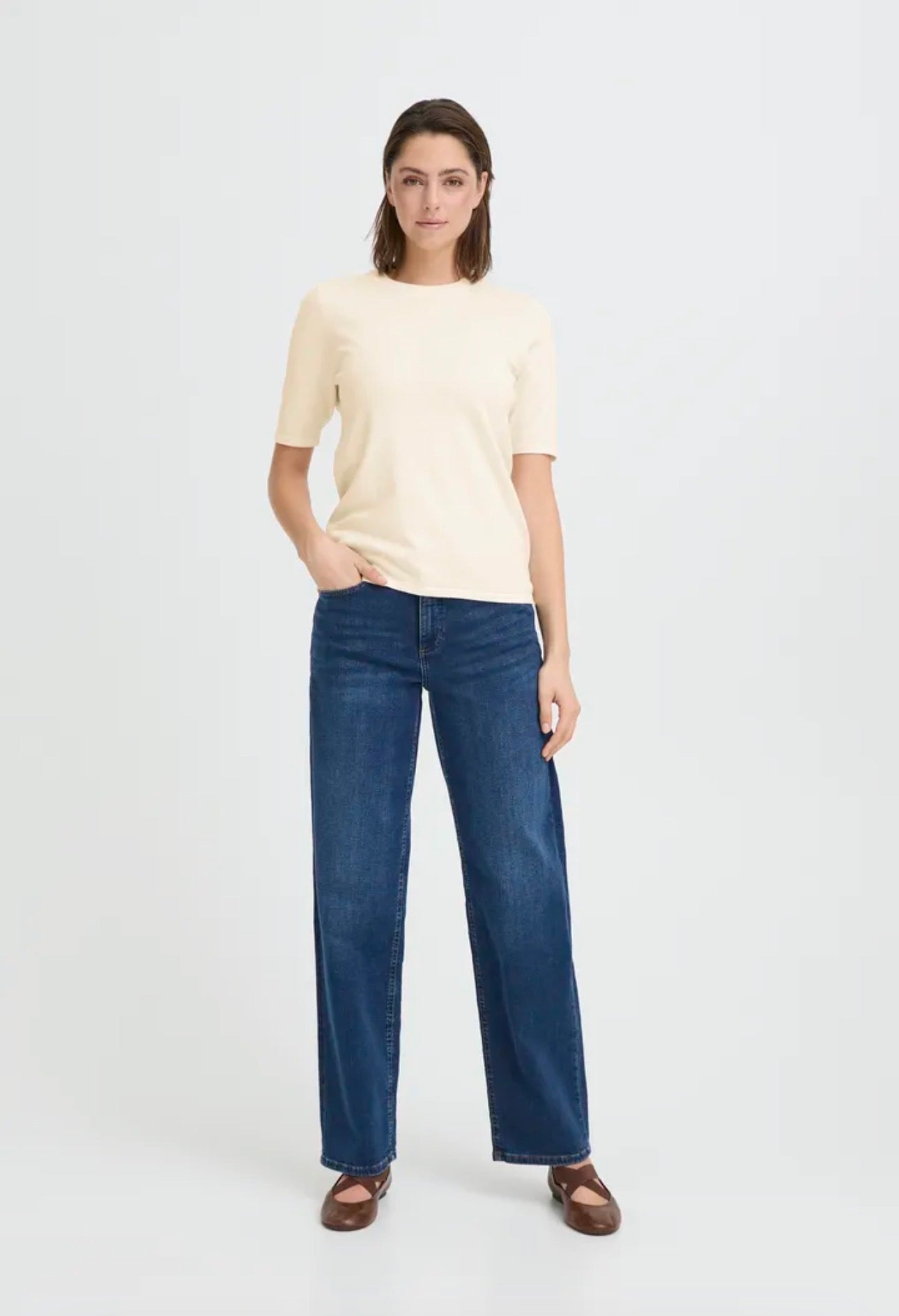 ICHI LULS O neck SS pullover - Birch