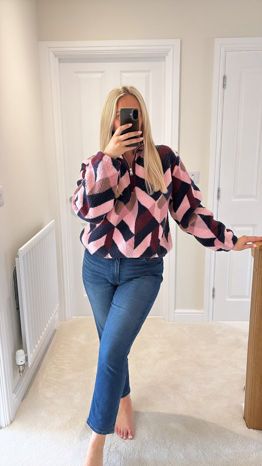 ONLY NEW DALLAS LS HIGHNECK ZIP TOP - FIG DALLAS GRAPHIC PINK