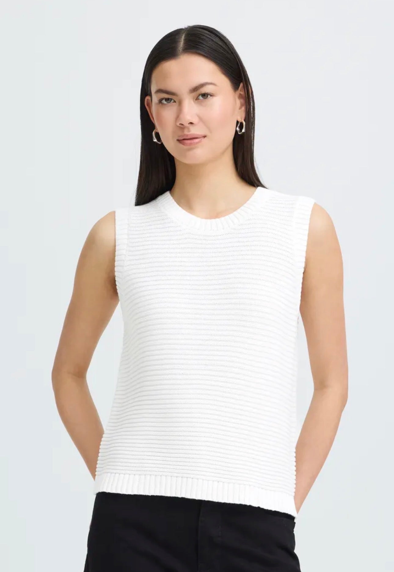 ICHI DOTTIES TIE TOP 20125352 CLOUD DANCER