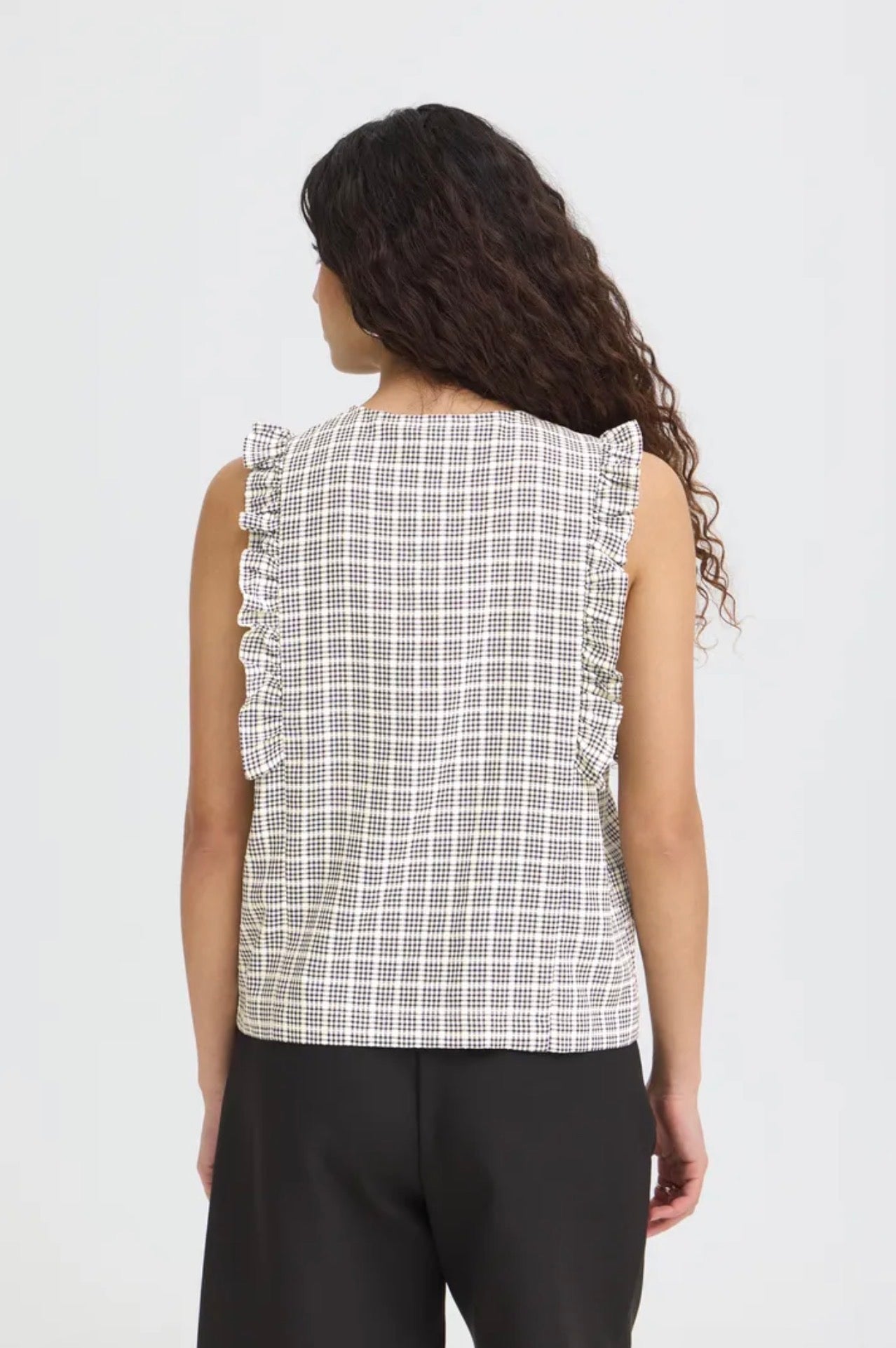 ICHI JOLA TOP 20125458 BLUE / WHITE CHECK
