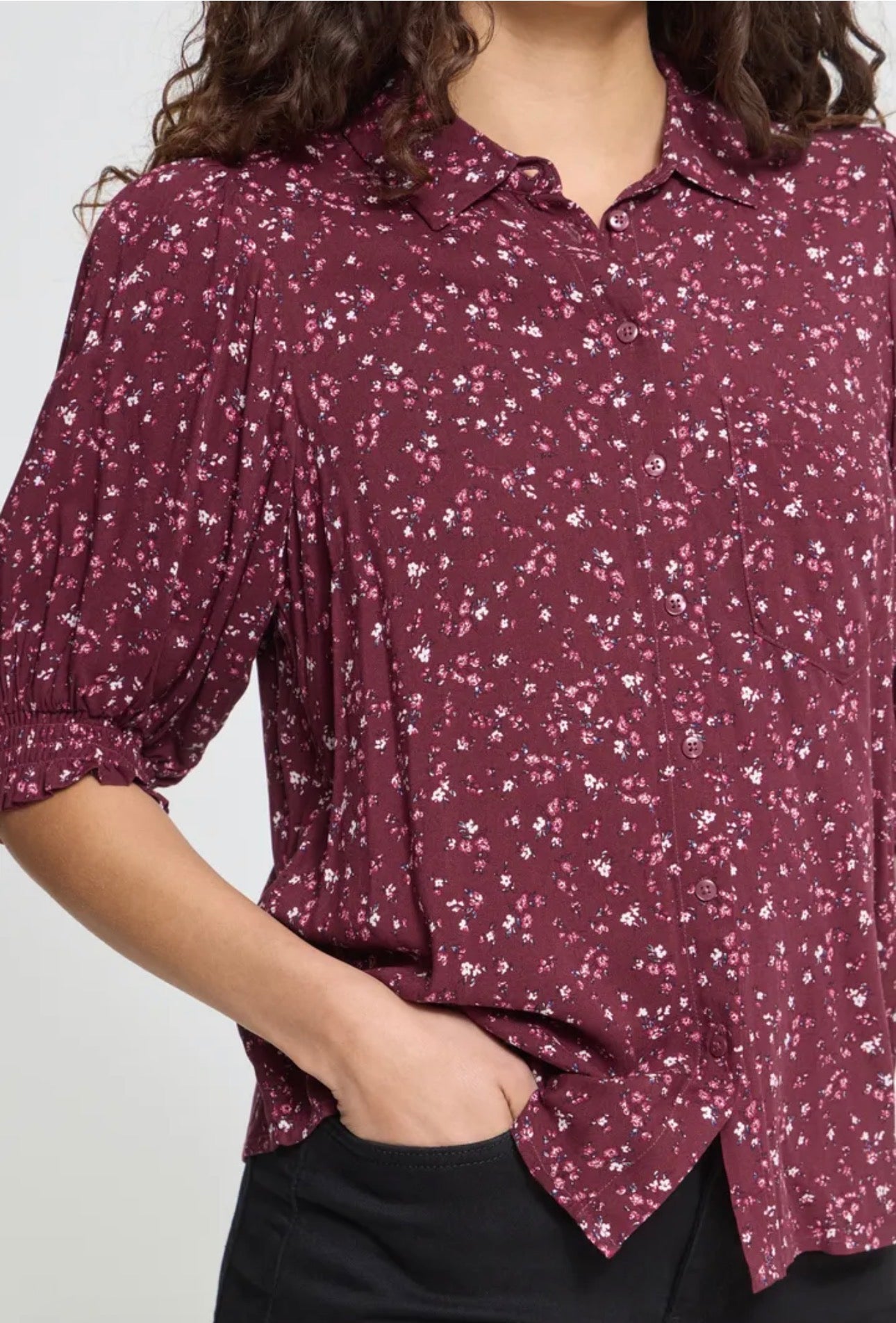 ICHI VERA BLOUSE - RHODODENDRON FLOWER PRINT