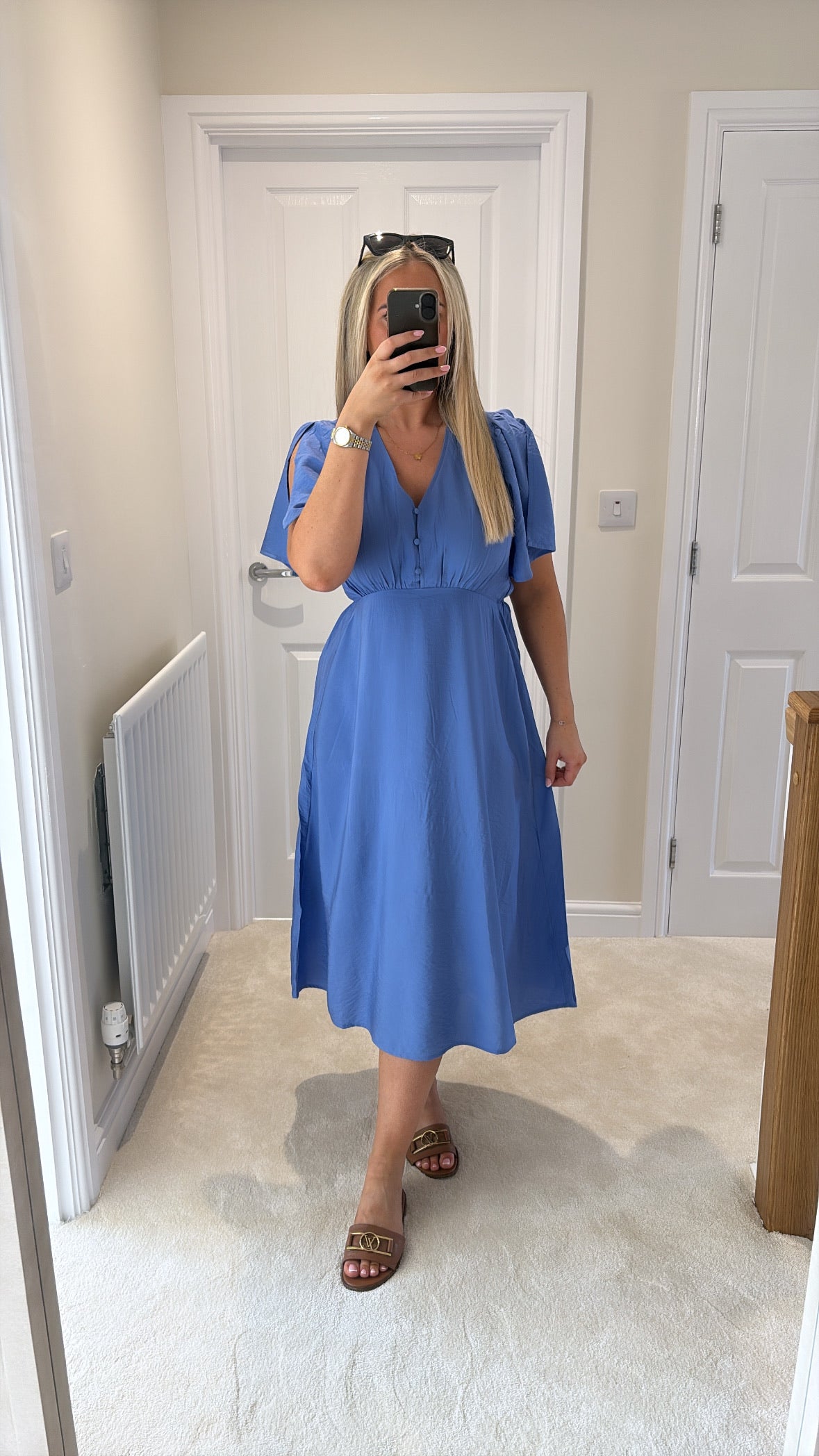 ICHI ANIVA DRESS 20125963 WEDGEWOOD