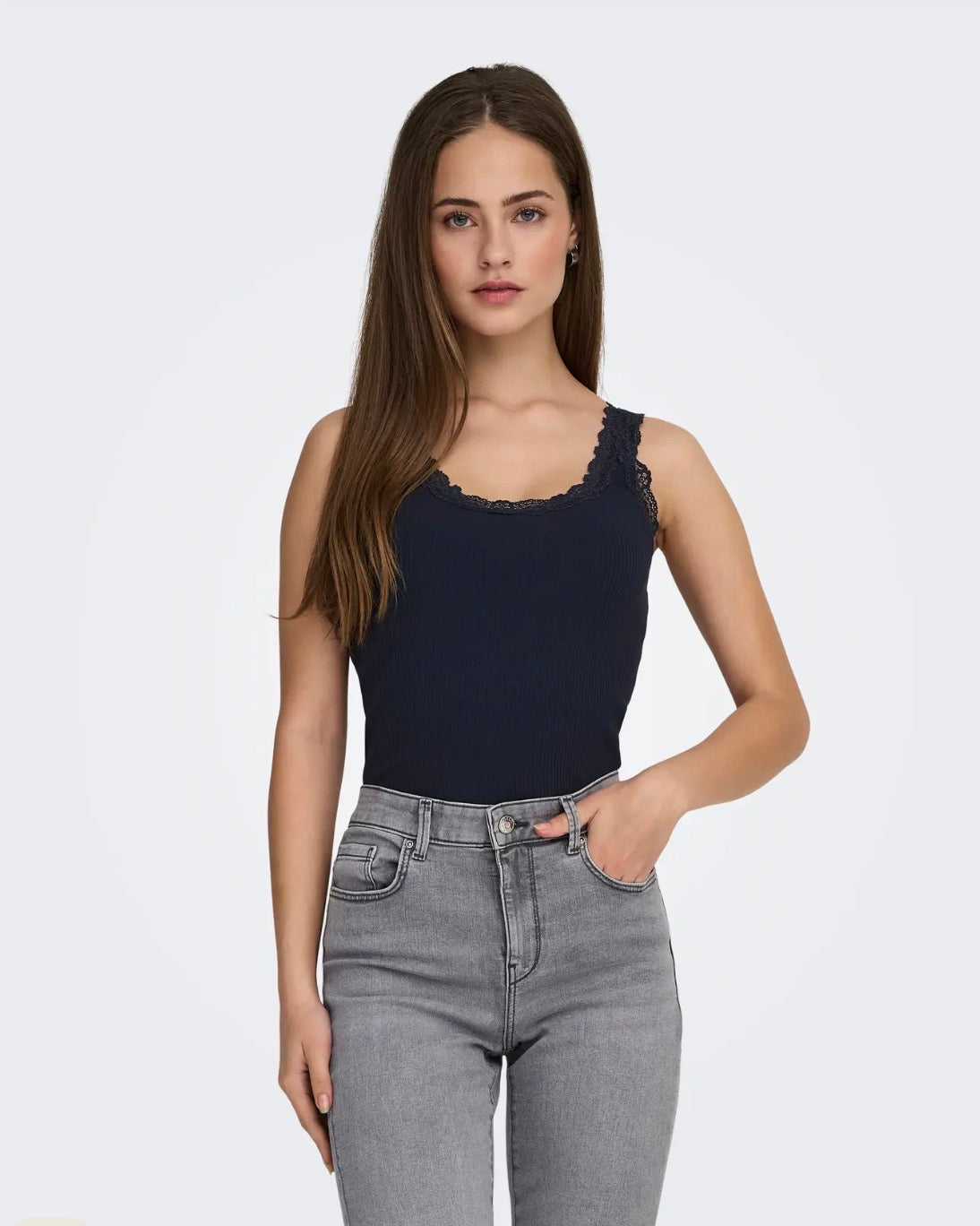 ONLY SARA SHARAI VEST TOP in NIGHT SKY NAVY