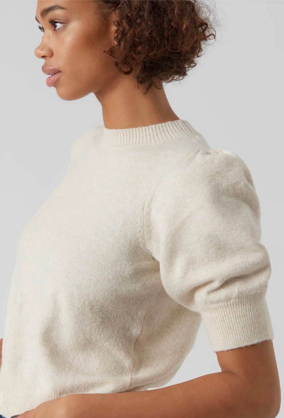 VERO MODA DOFFY 2/4 O-NECK PULLOVER BIRCH-MELANGE