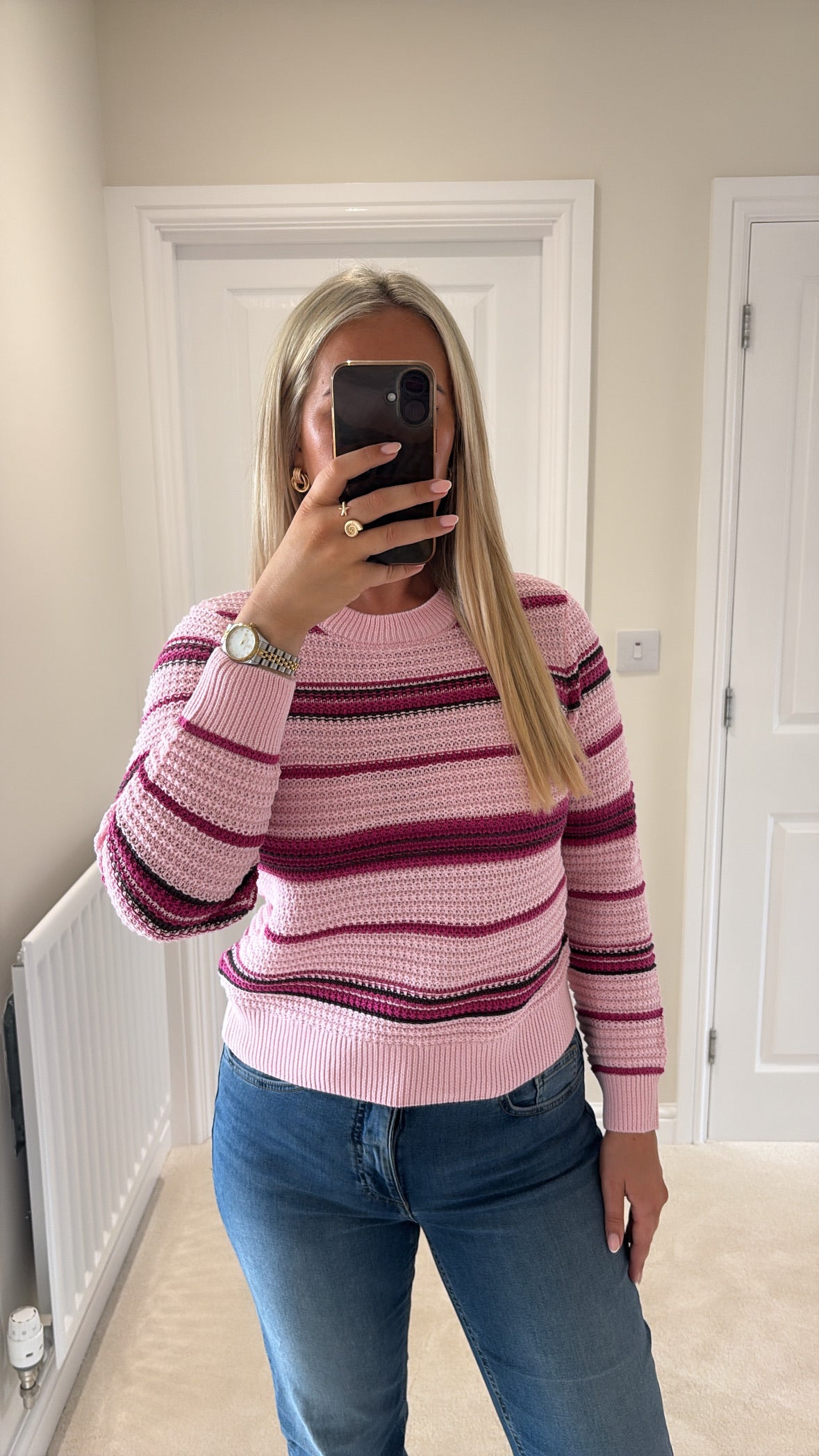 B YOUNG MAGIO STRIPE JUMPER - ORCHID PINK STRIPE