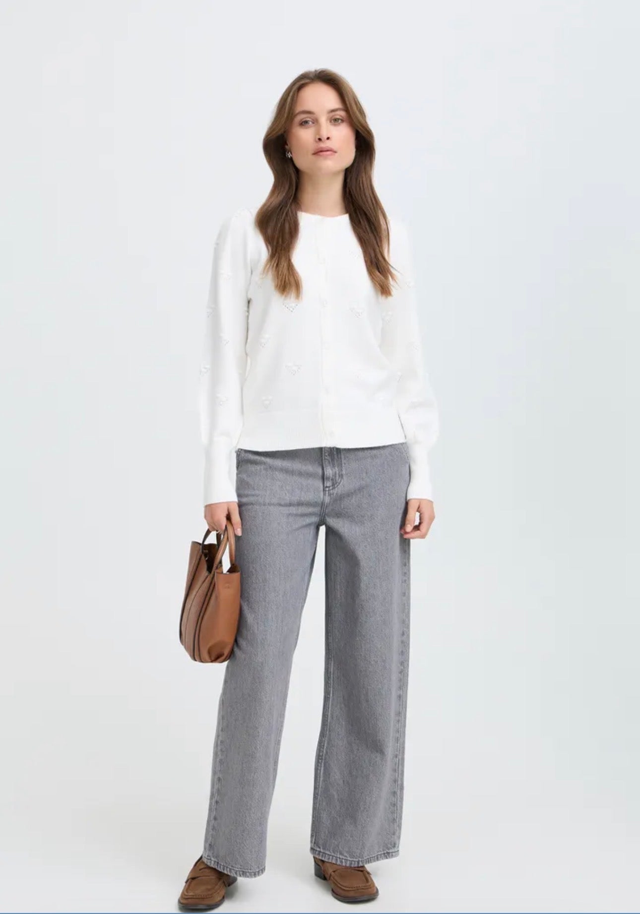 B YOUNG MANINA STRUCTURE CARDIGAN - MARSHMALLOW MELANGE