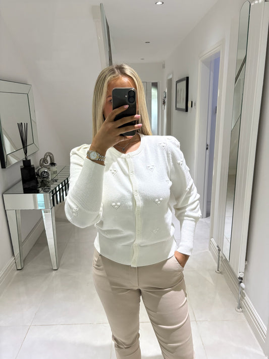 B YOUNG MANINA STRUCTURE CARDIGAN - MARSHMALLOW MELANGE