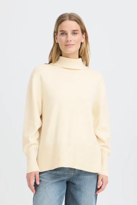 PULZ STEFFI TURTLENECK PULLOVER - BIRCH MELANGE
