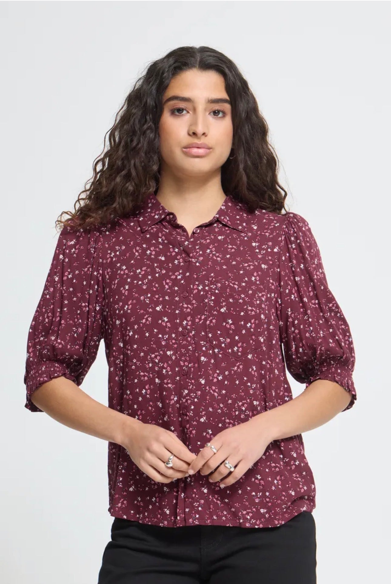 ICHI VERA BLOUSE - RHODODENDRON FLOWER PRINT