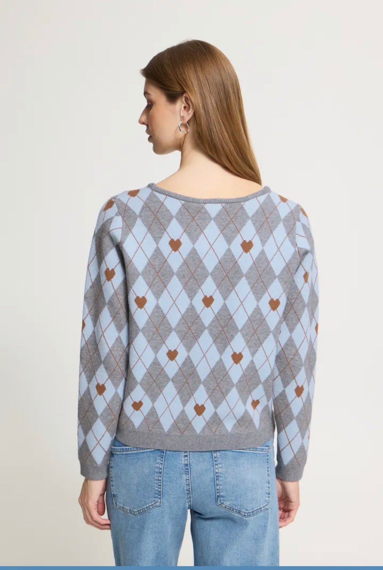 ICHI BRIELLE LS JUMPER -GREY MELANGE / HARLEKIN