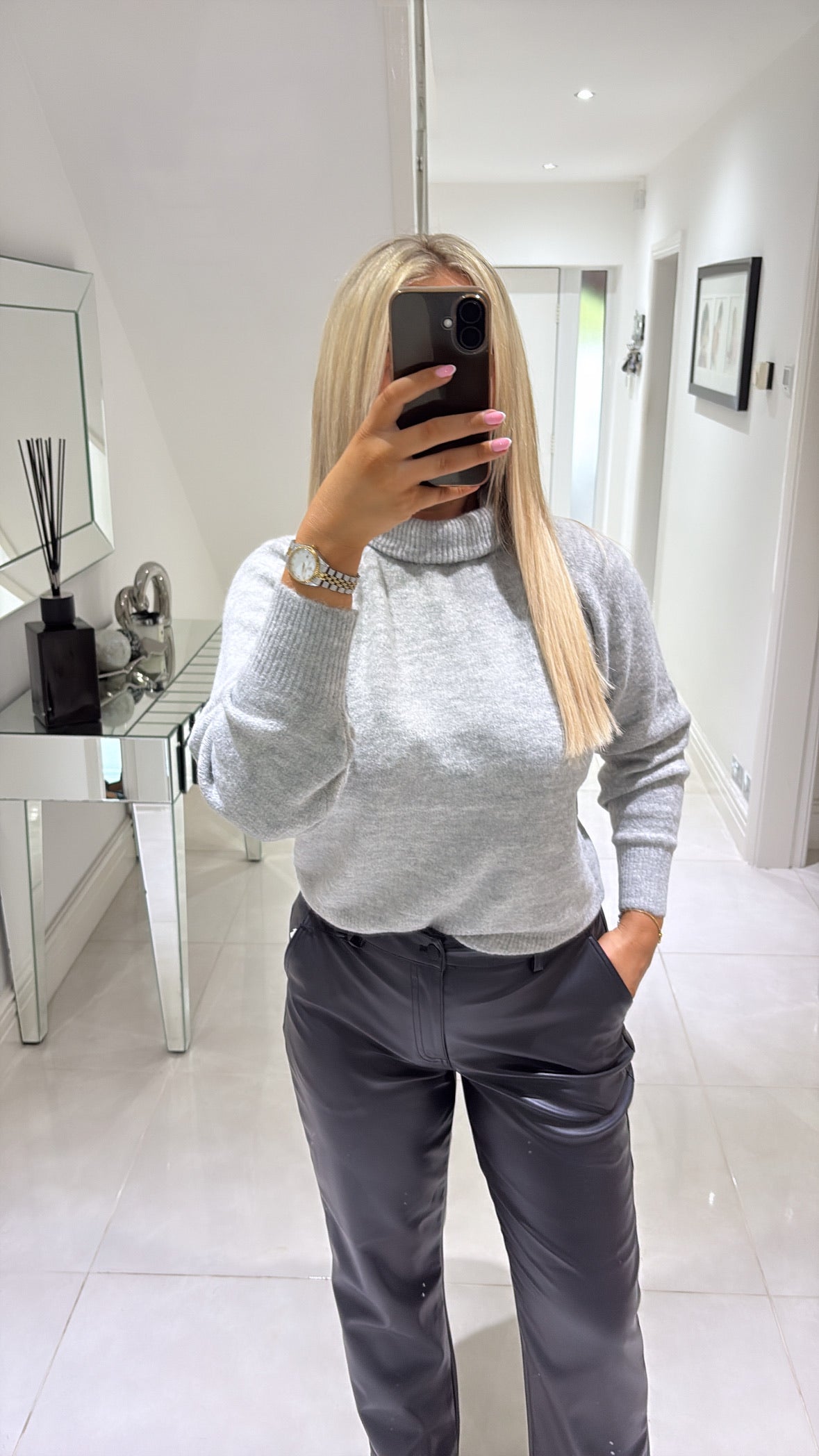B YOUNG MONNA ROLLNECK - MID GREY MELANGE