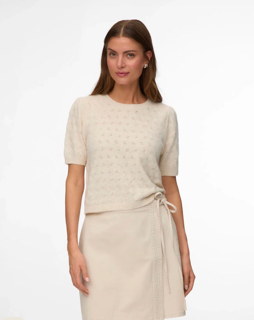 VERO MODA DOFFY STITCH 2/4 O-NECK PULLOVER BIRCH MELANGE