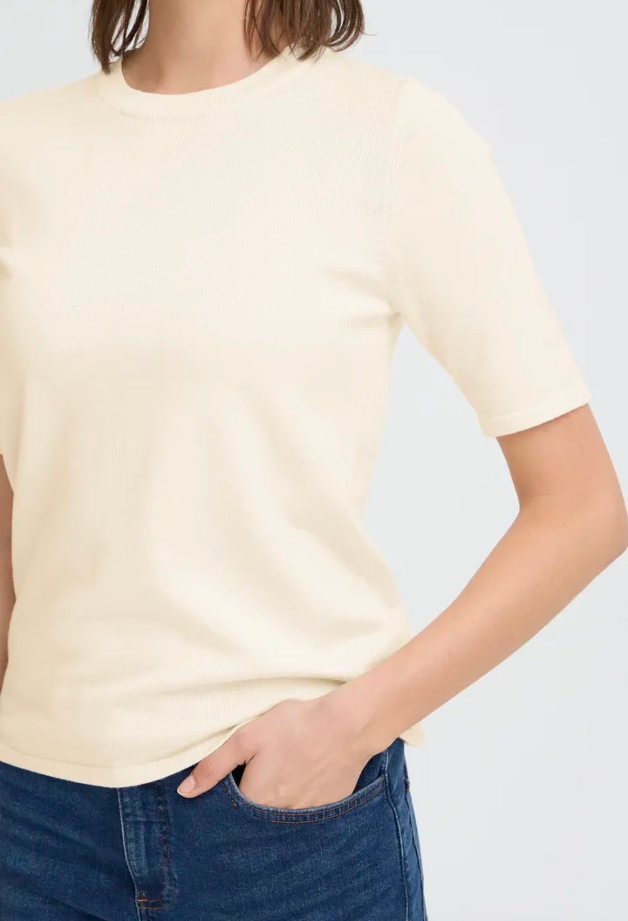 ICHI LULS O neck SS pullover - Birch